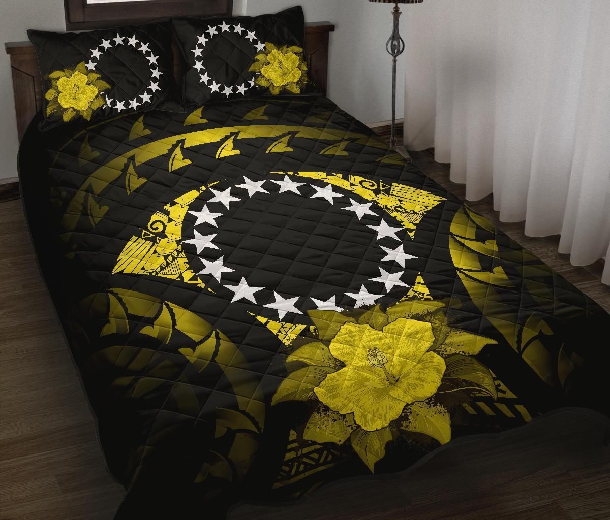 Cook Islands Polynesian Quilt Bed Set Hibiscus Yellow