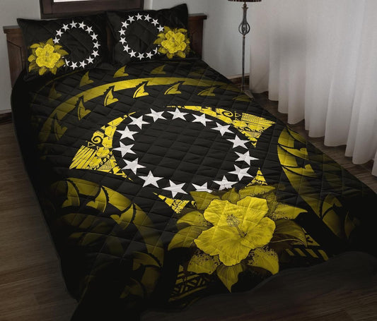 Cook Islands Polynesian Quilt Bed Set Hibiscus Yellow