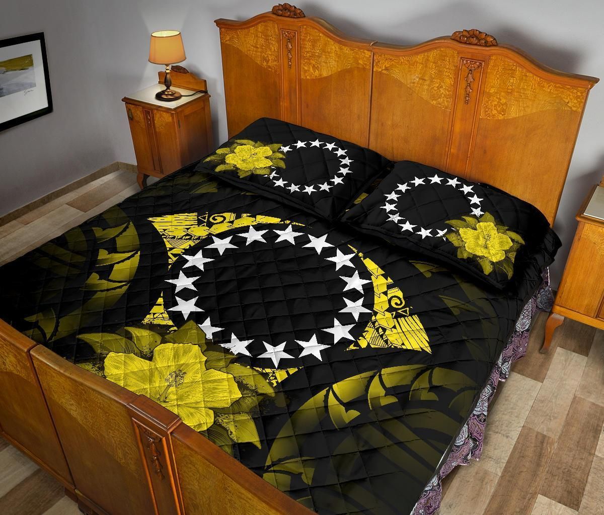 Cook Islands Polynesian Quilt Bed Set Hibiscus Yellow