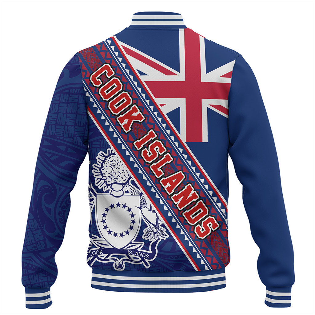 Cook Islands Baseball Jacket Flag And Coat Of Arms