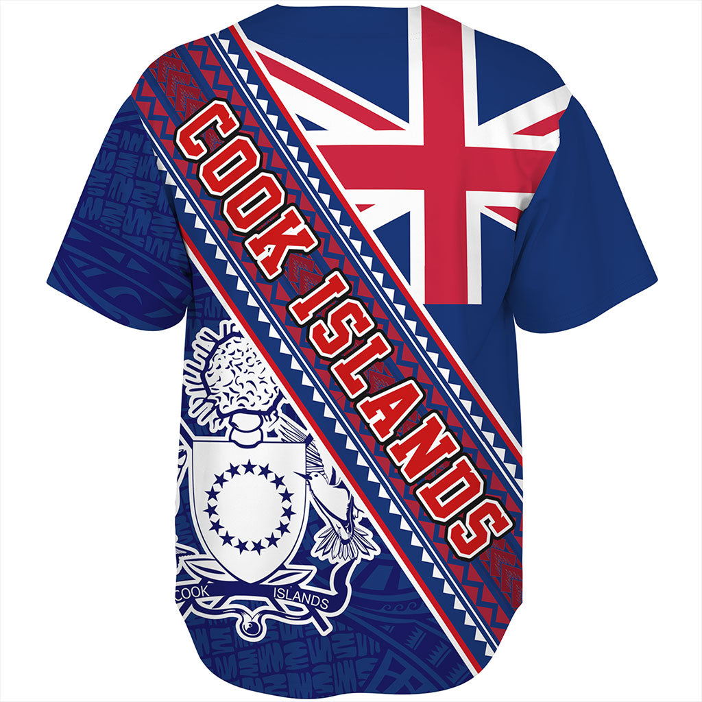 Cook Islands Baseball Shirt Flag And Coat Of Arms