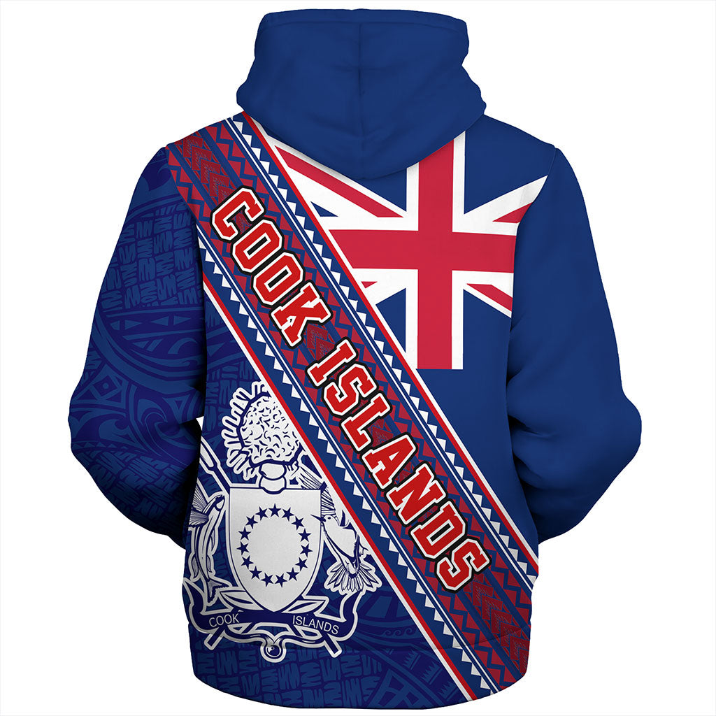 Cook Islands Sherpa Hoodie Flag And Coat Of Arms