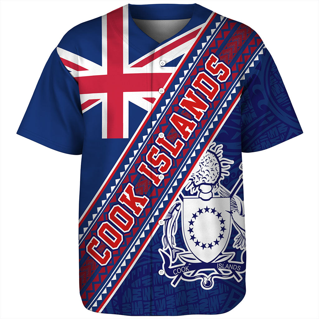 Cook Islands Baseball Shirt Flag And Coat Of Arms