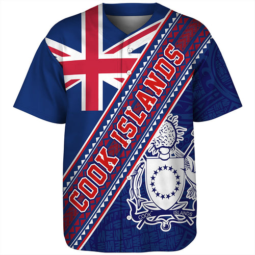 Cook Islands Baseball Shirt Flag And Coat Of Arms