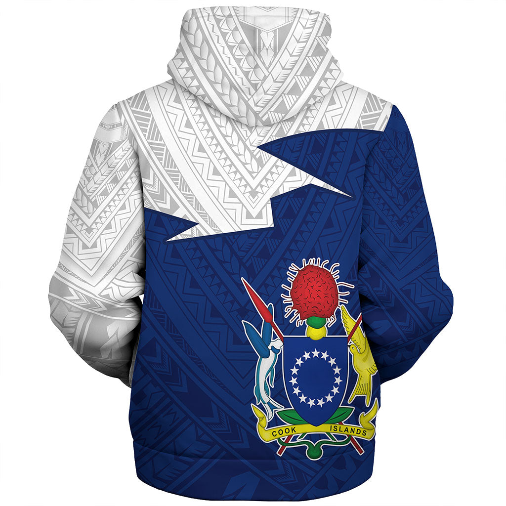 Cook Islands Sherpa Hoodie Polynesian Tattoo Flag And Coat Of Arms