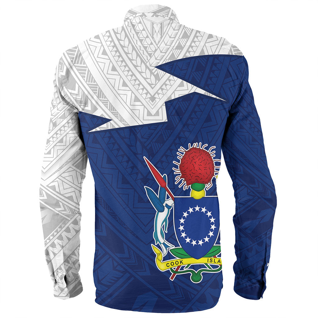 Cook Islands Long Sleeve Shirt Polynesian Tattoo Flag And Coat Of Arms