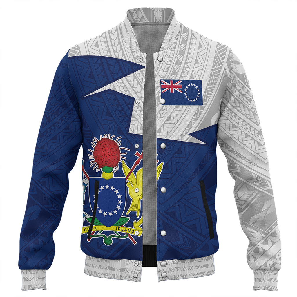 Cook Islands Baseball Jacket Polynesian Tattoo Flag And Coat Of Arms