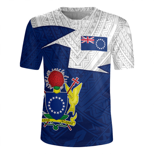 Cook Islands Rugby Jersey Polynesian Tattoo Flag And Coat Of Arms