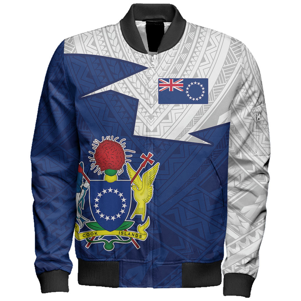 Cook Islands Bomber Jacket Polynesian Tattoo Flag And Coat Of Arms