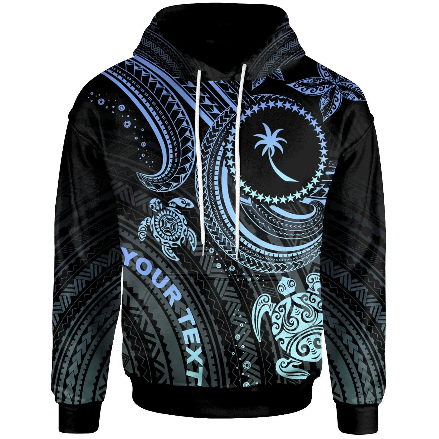 Chuuk Custom Personalised Hoodie - Blue Turtle