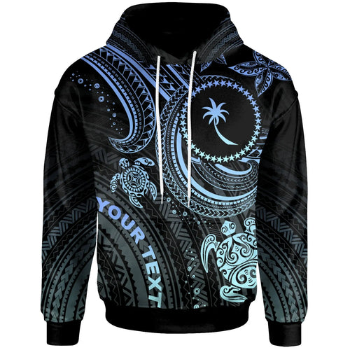 Chuuk Custom Personalised Hoodie - Blue Turtle