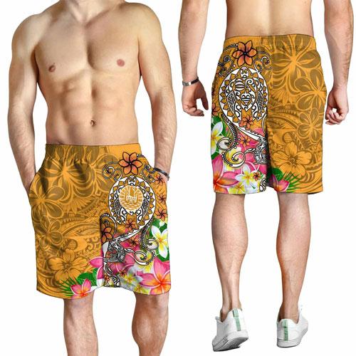 Tahiti Men Shorts - Turtle Plumeria (Gold)