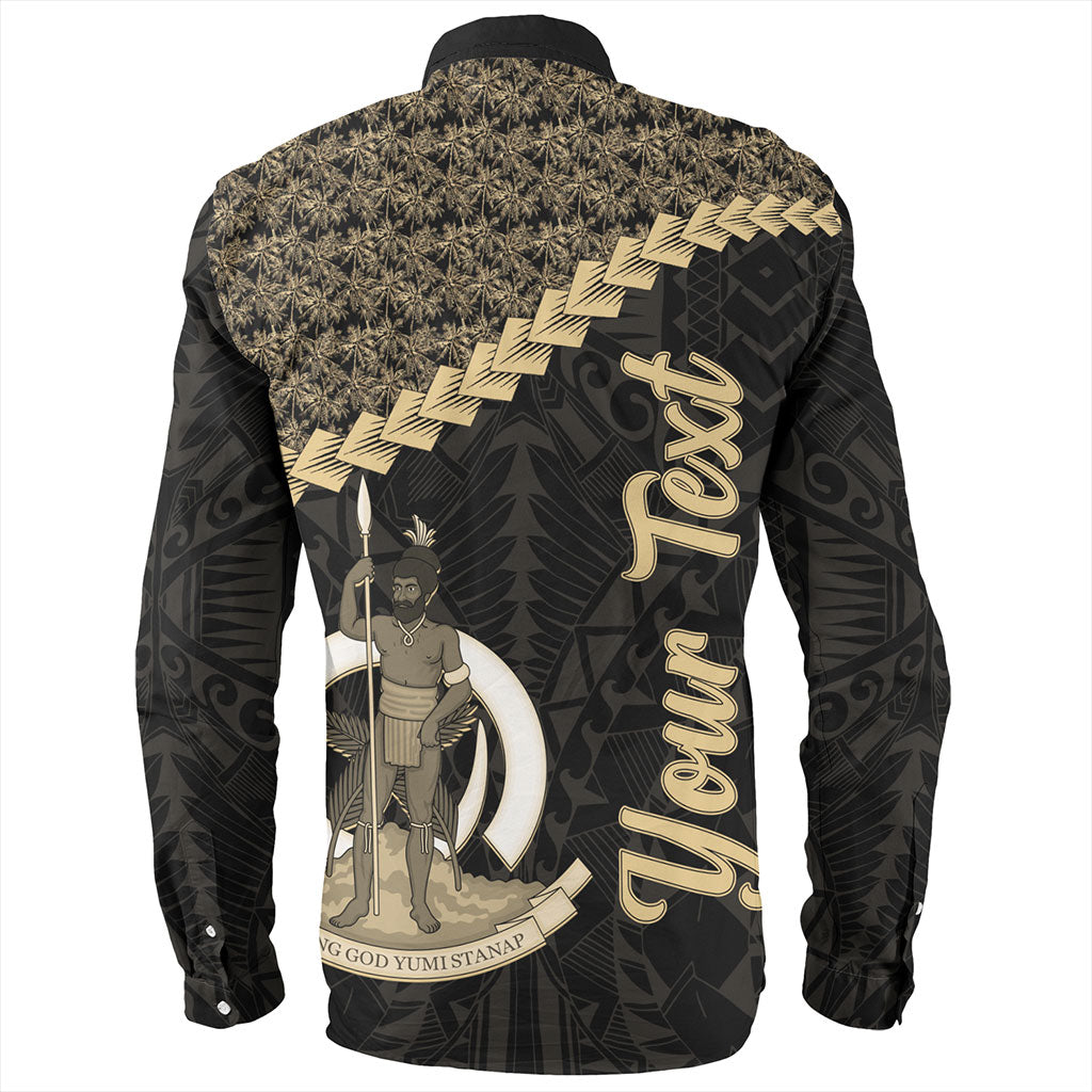Vanuatu Long Sleeve Shirt Custom Melanesia Tribal Golden Coconut
