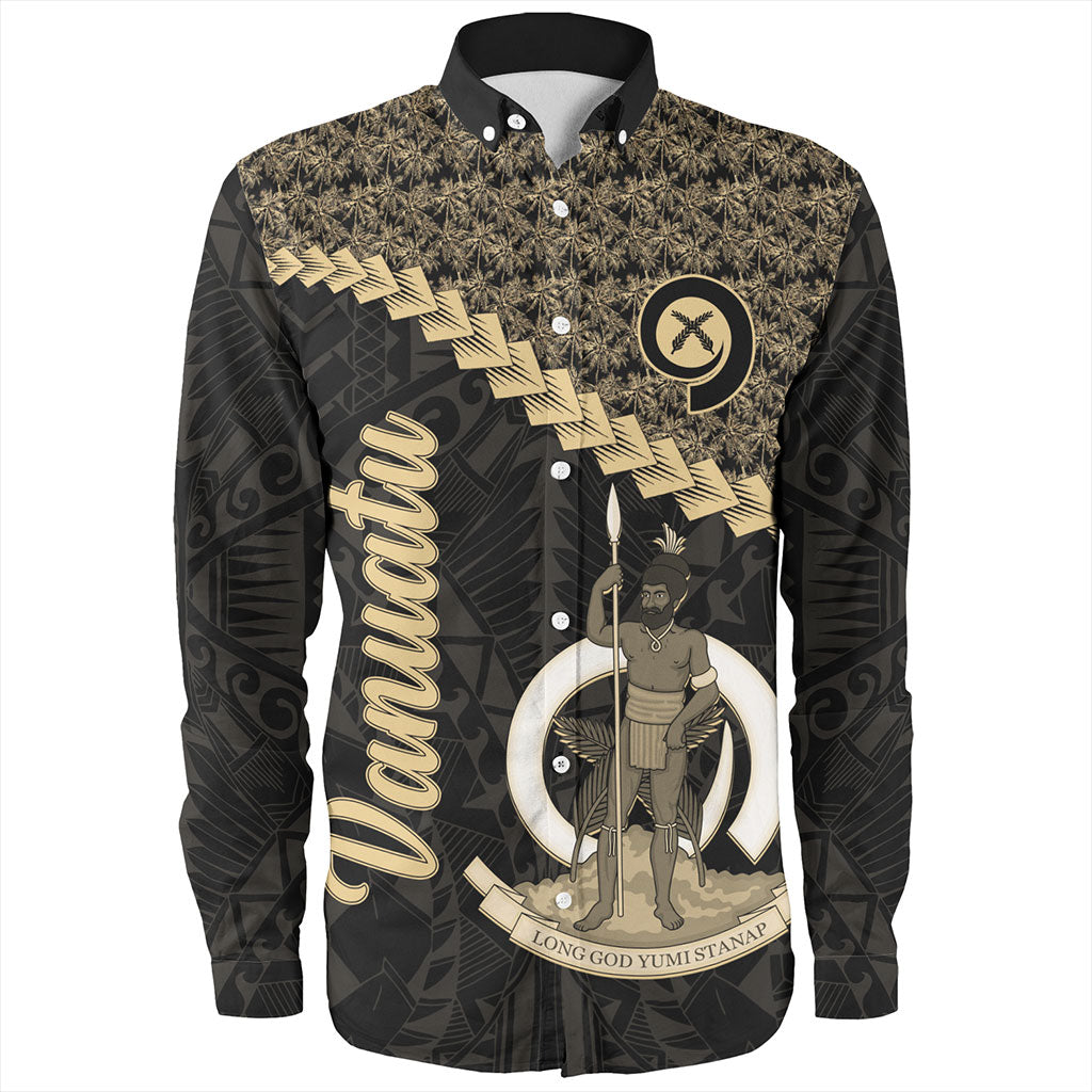 Vanuatu Long Sleeve Shirt Custom Melanesia Tribal Golden Coconut