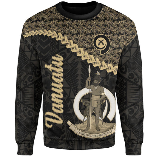 Vanuatu Sweatshirt Custom Melanesia Tribal Golden Coconut