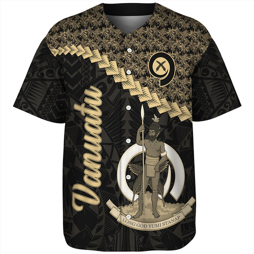 Vanuatu Baseball Shirt Custom Melanesia Tribal Golden Coconut
