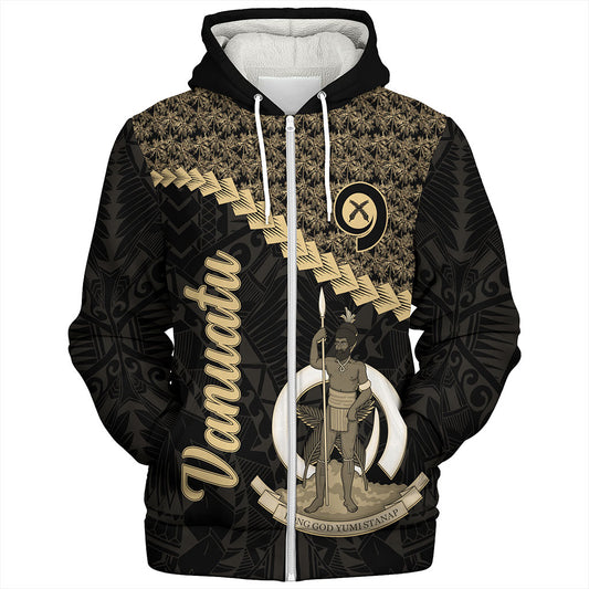 Vanuatu Sherpa Hoodie Custom Melanesia Tribal Golden Coconut
