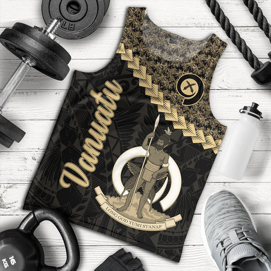 Vanuatu Tank Top Custom Melanesia Tribal Golden Coconut