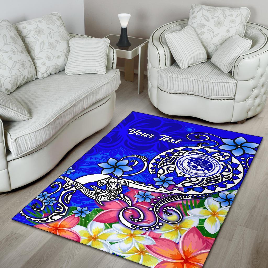 FSM Custom Personalised Area Rug - Turtle Plumeria (Blue)