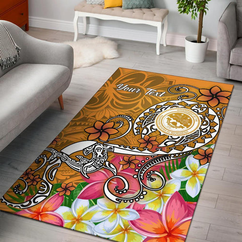 FSM Custom Personalised Area Rug - Turtle Plumeria (Gold)