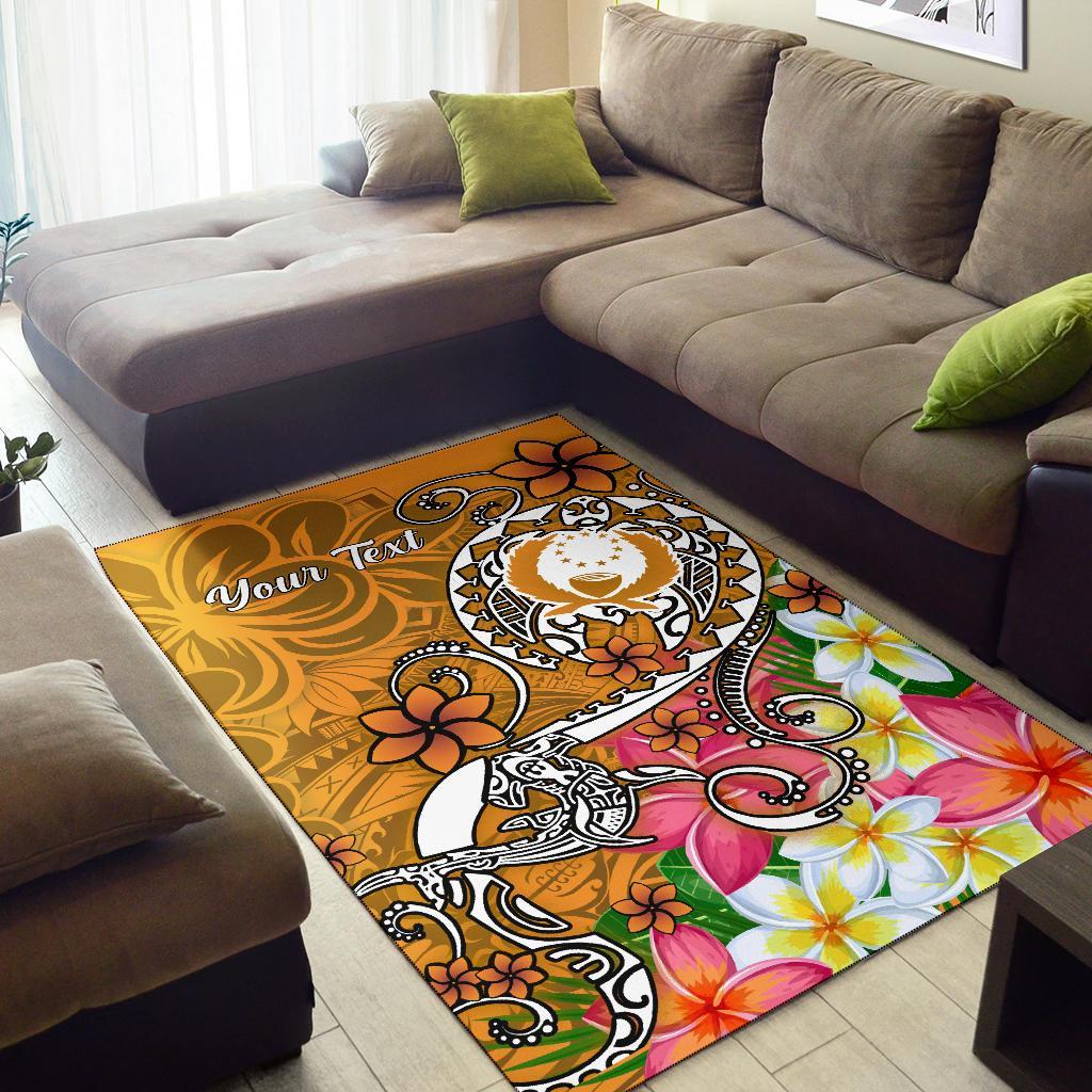 Pohnpei Custom Personalised Area Rug- Turtle Plumeria (Gold)