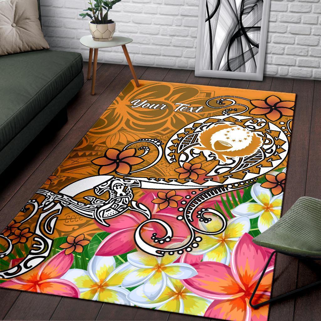 Pohnpei Custom Personalised Area Rug- Turtle Plumeria (Gold)