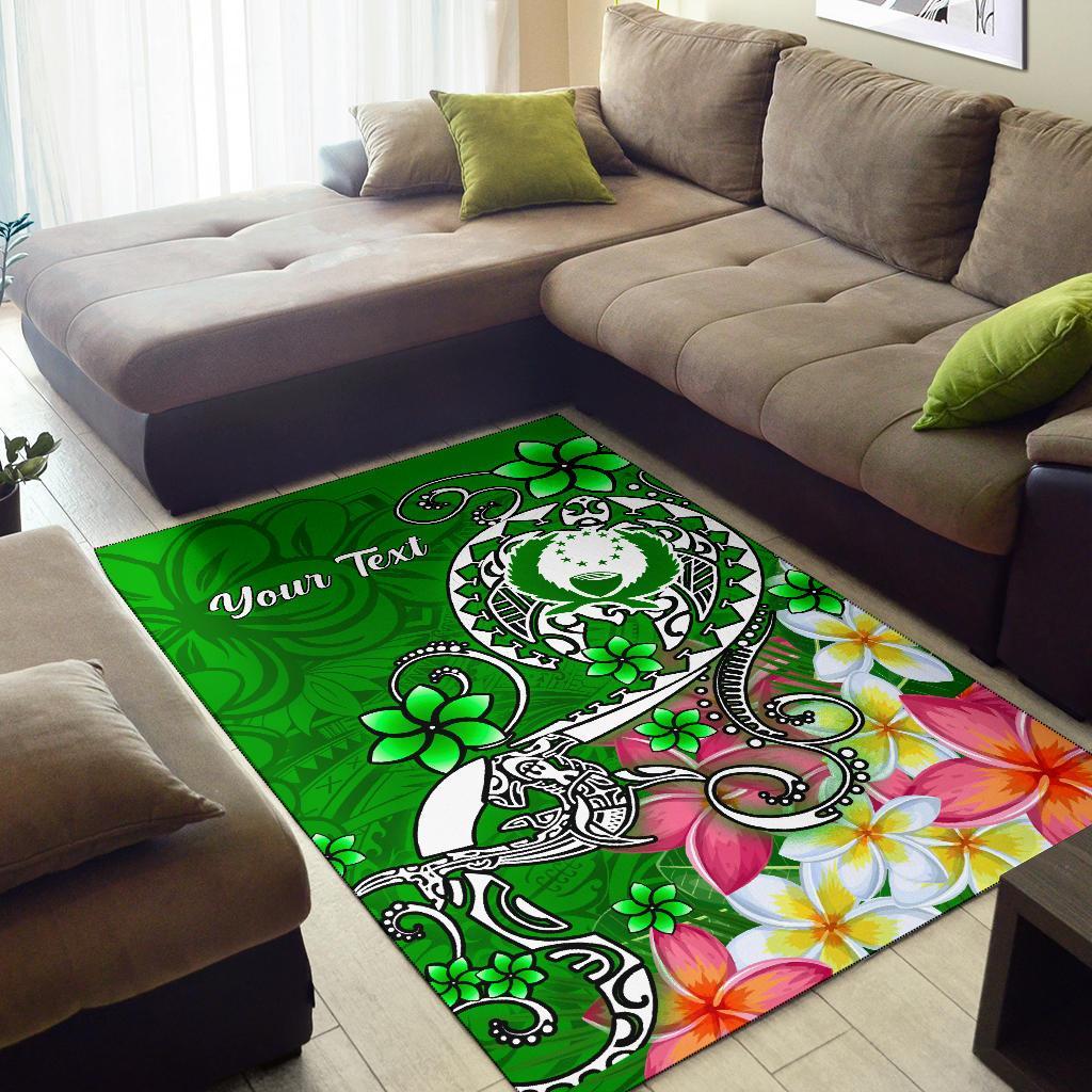 Pohnpei Custom Personalised Area Rug - Turtle Plumeria (Green)