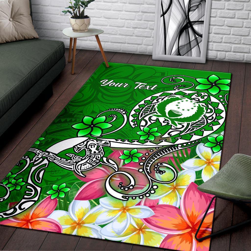 Pohnpei Custom Personalised Area Rug - Turtle Plumeria (Green)