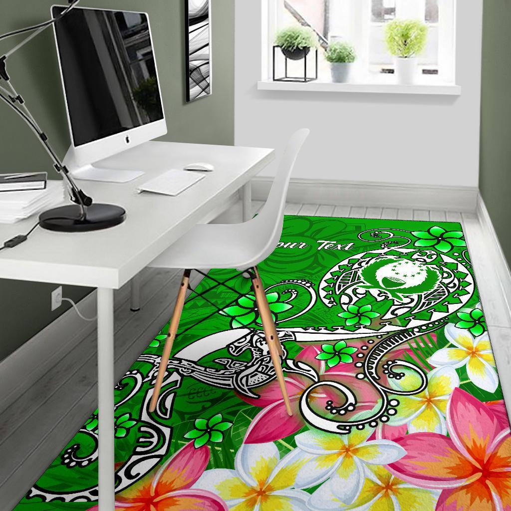 Pohnpei Custom Personalised Area Rug - Turtle Plumeria (Green)