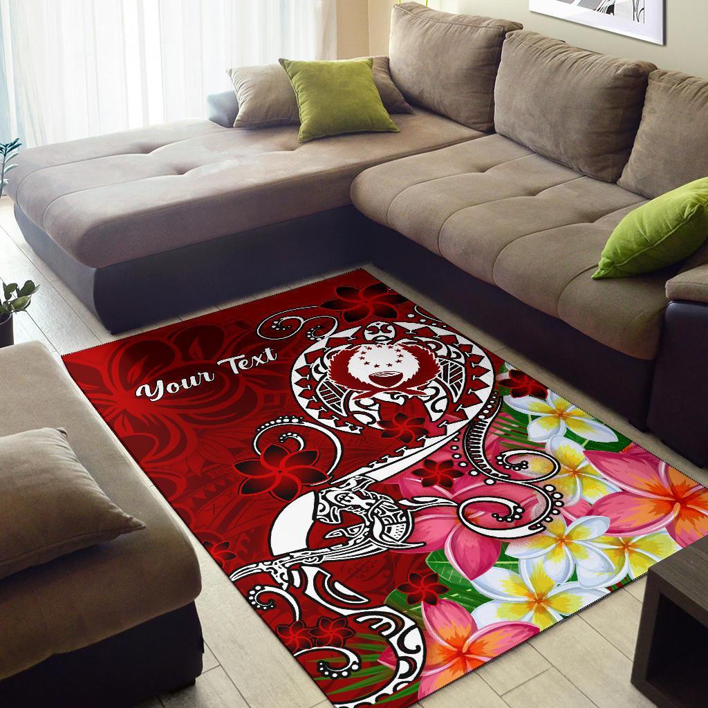Pohnpei Custom Personalised Area Rug - Turtle Plumeria (Red)