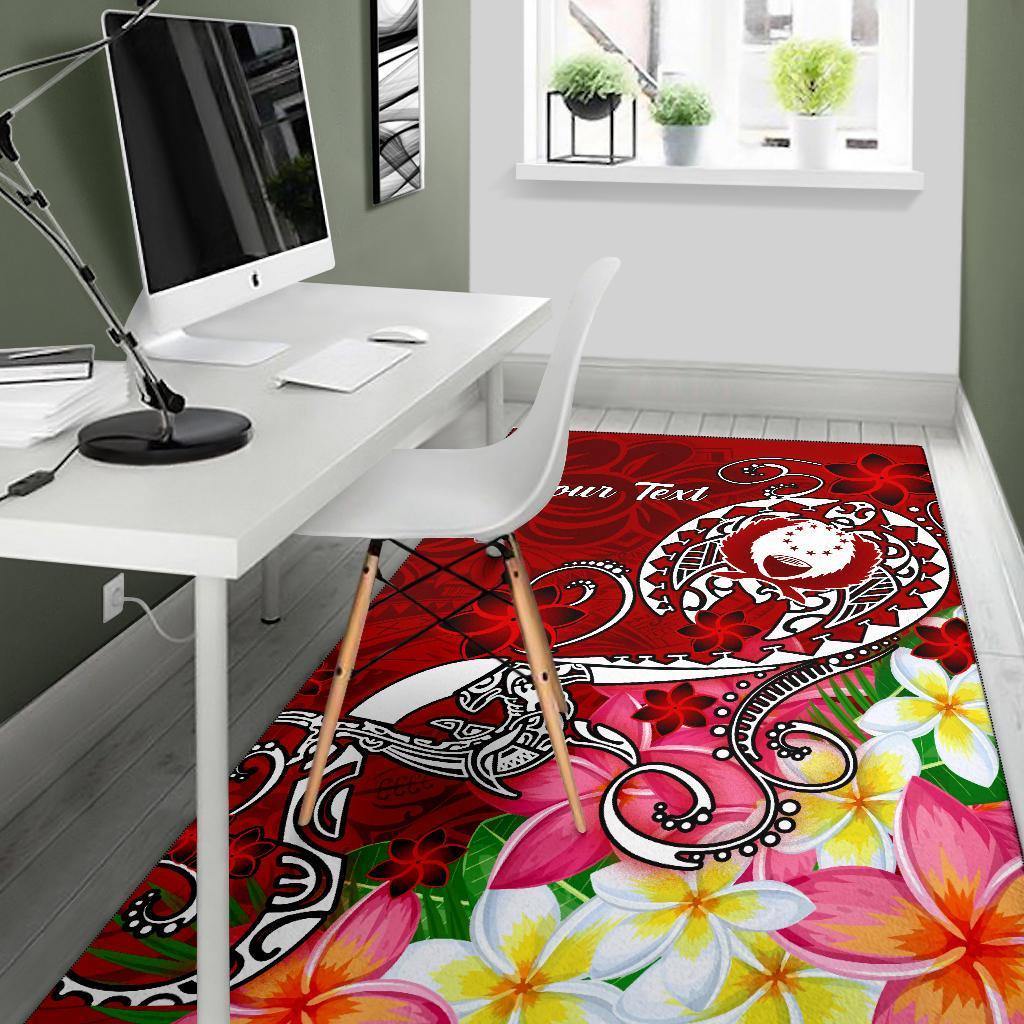 Pohnpei Custom Personalised Area Rug - Turtle Plumeria (Red)