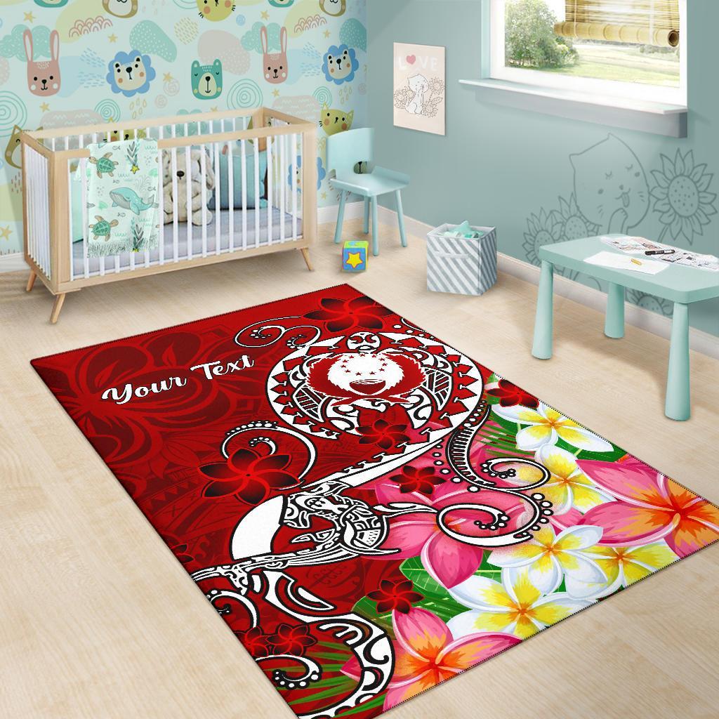 Pohnpei Custom Personalised Area Rug - Turtle Plumeria (Red)