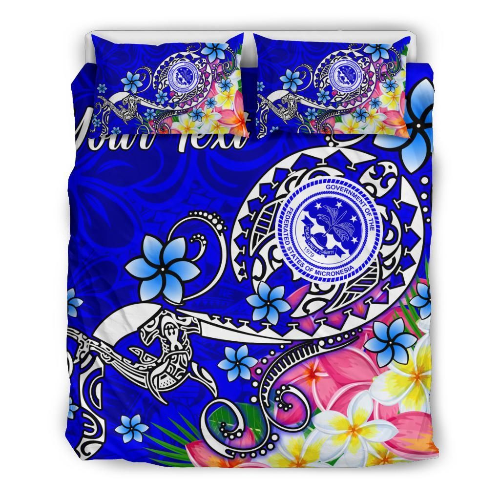 FSM Custom Personalised Bedding Set - Turtle Plumeria (Blue)