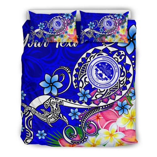 FSM Custom Personalised Bedding Set - Turtle Plumeria (Blue)