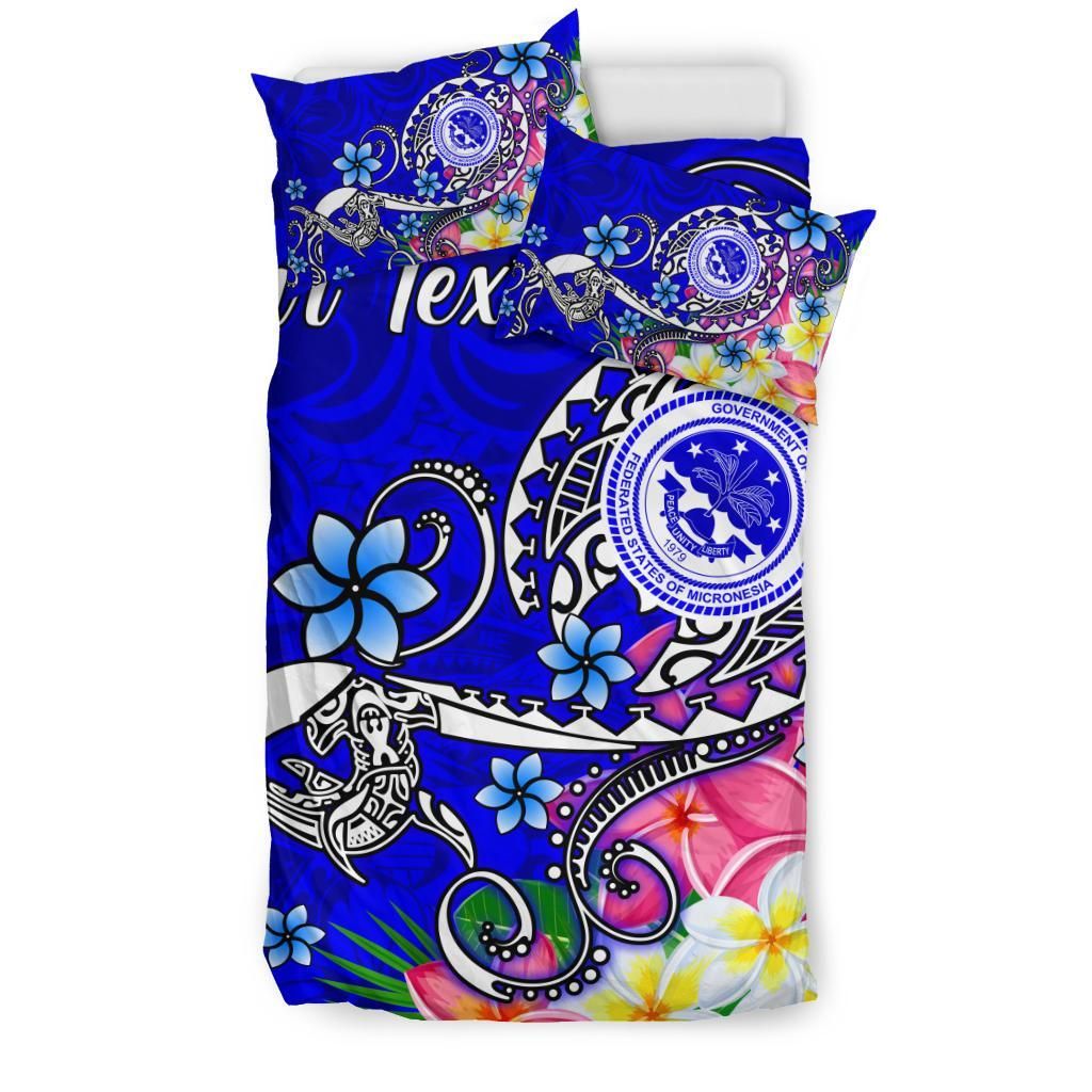 FSM Custom Personalised Bedding Set - Turtle Plumeria (Blue)