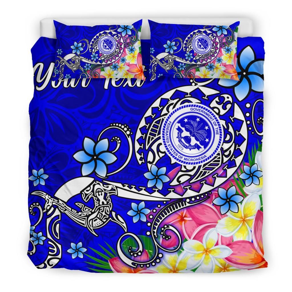 FSM Custom Personalised Bedding Set - Turtle Plumeria (Blue)