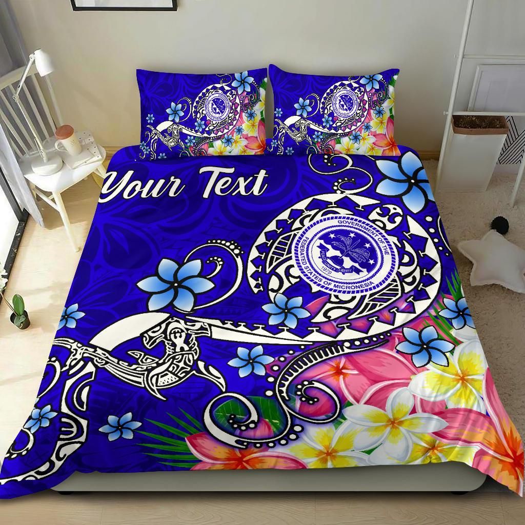 FSM Custom Personalised Bedding Set - Turtle Plumeria (Blue)
