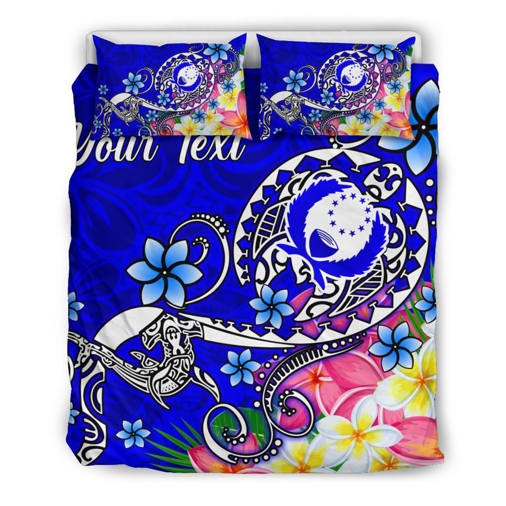 Pohnpei Custom Personalised Bedding Set - Turtle Plumeria (Blue)