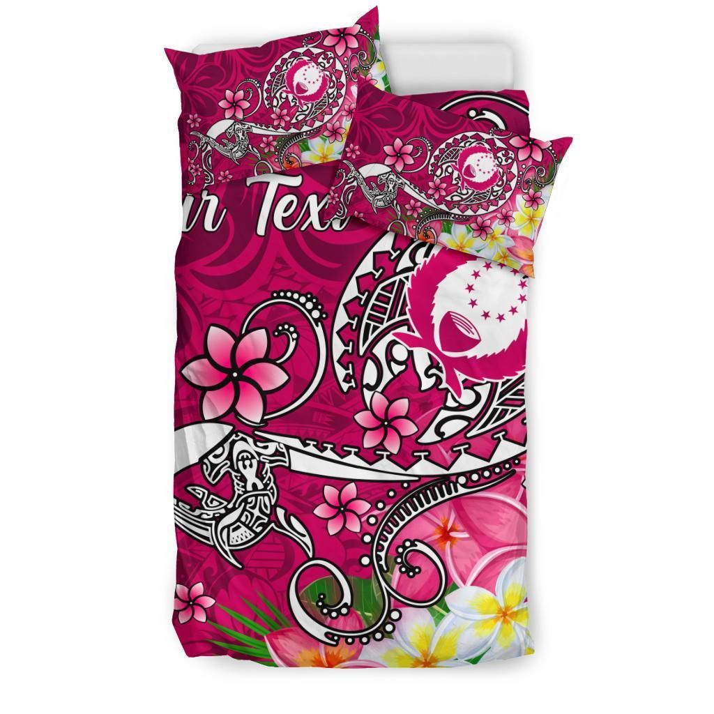 Pohnpei Custom Personalised Bedding Set - Turtle Plumeria (Pink)