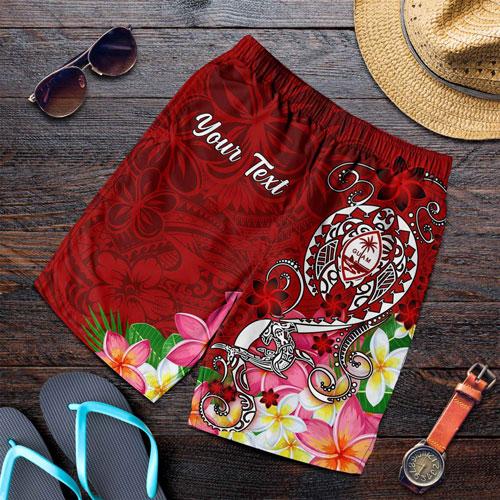 Guam Custom Personalised Men Shorts - Turtle Plumeria (Red)
