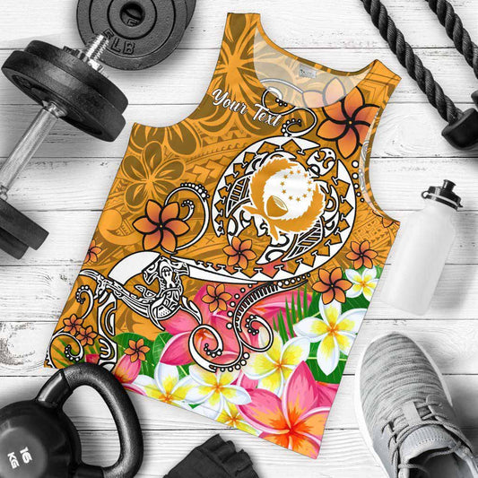 Pohnpei Custom Personalised Men Tank Top- Turtle Plumeria (Gold)