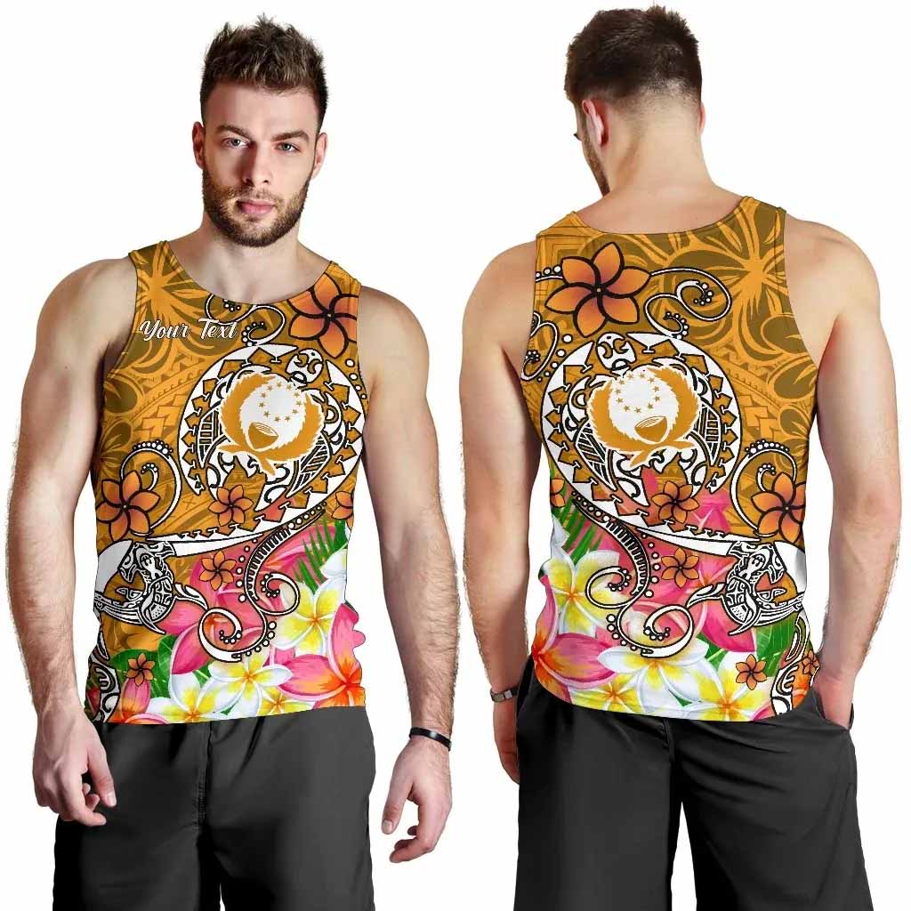 Pohnpei Custom Personalised Men Tank Top- Turtle Plumeria (Gold)
