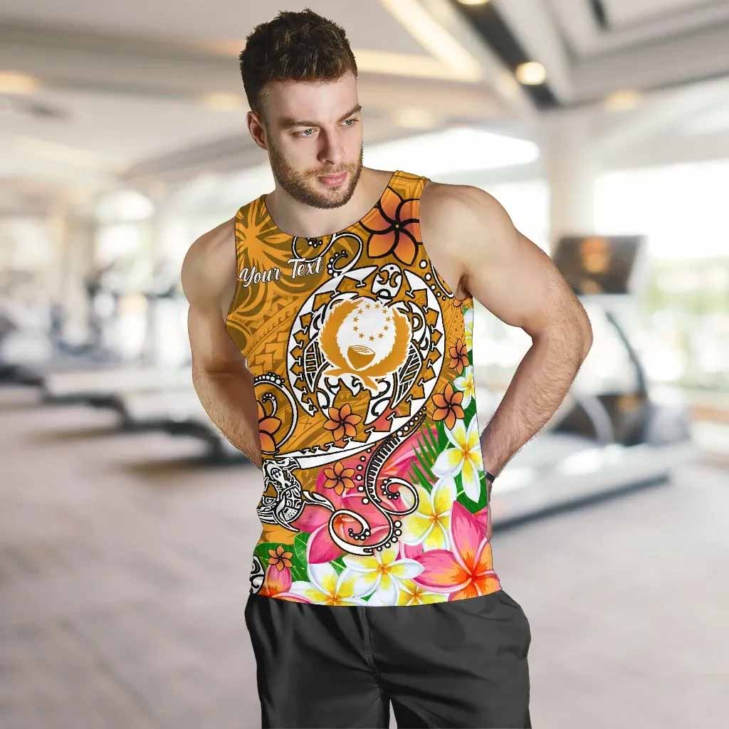 Pohnpei Custom Personalised Men Tank Top- Turtle Plumeria (Gold)