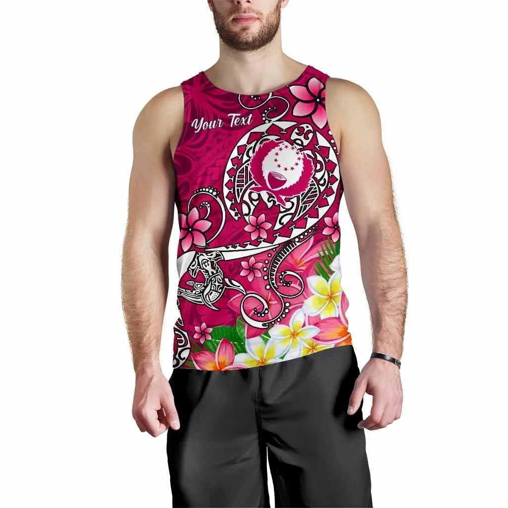 Pohnpei Custom Personalised Men Tank Top - Turtle Plumeria (Pink)