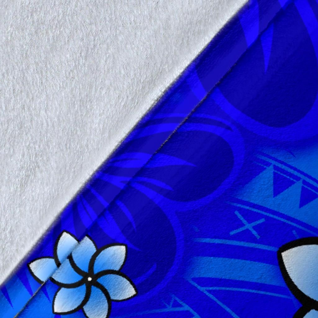 Pohnpei Custom Personalised Premium Blanket - Turtle Plumeria (Blue)