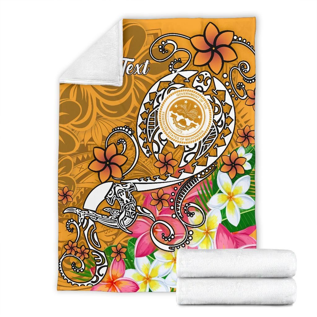 FSM Custom Personalised Premium Blanket - Turtle Plumeria (Gold)