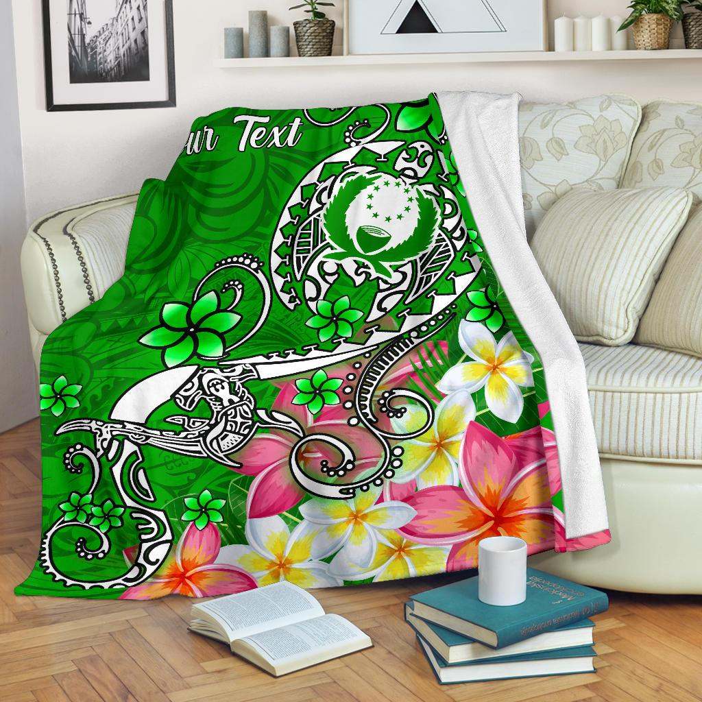Pohnpei Custom Personalised Premium Blanket - Turtle Plumeria (Green)