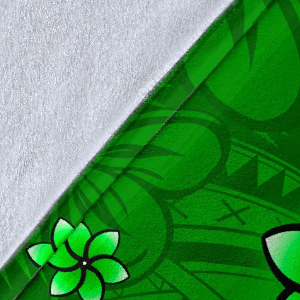 Pohnpei Custom Personalised Premium Blanket - Turtle Plumeria (Green)
