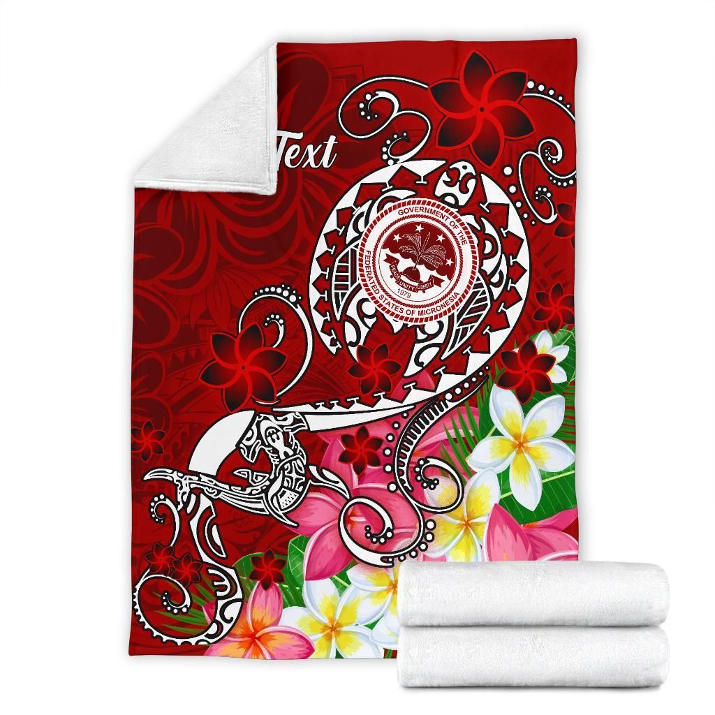 FSM Custom Personalised Premium Blanket - Turtle Plumeria (Red)