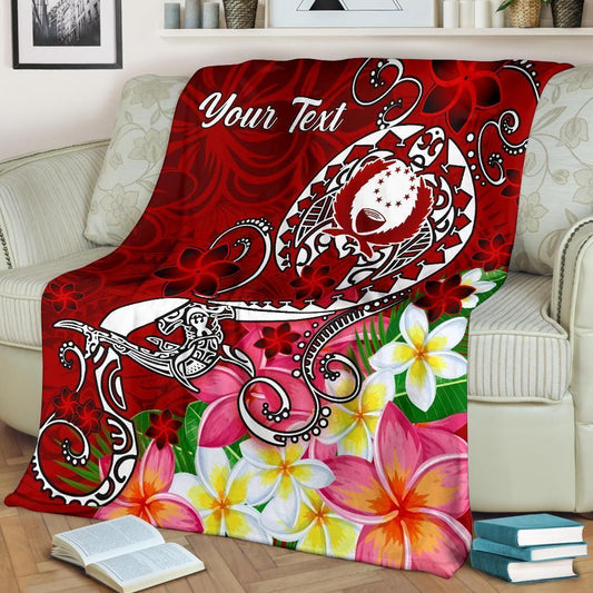 Pohnpei Custom Personalised Premium Blanket - Turtle Plumeria (Red)